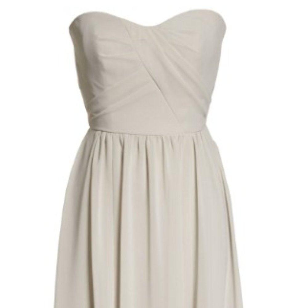Social Bridesmaids Strapless Georgette A-Line Gown - Oyster
